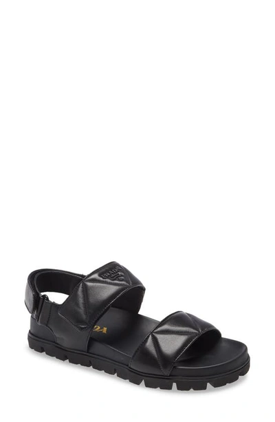 Shop Prada Matelassé Sport Sandal In Nero