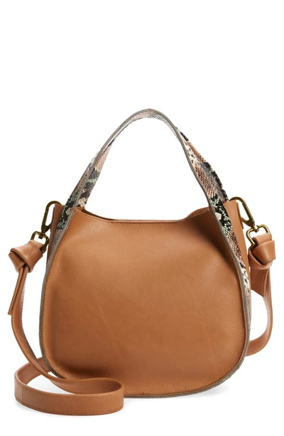 Shop Madewell The Sydney Snake Embossed Leather Crossbody Bag In Muted Shell Multi