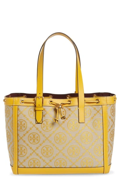Shop Tory Burch Small T Monogram Jacquard Tote In Goldfinch