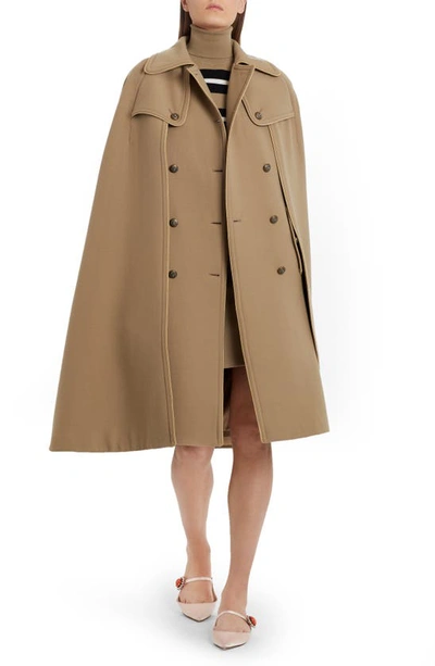 Shop Dolce & Gabbana Double Breasted Cape In Camel