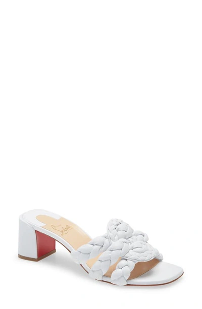 Shop Christian Louboutin Marmela Braided Strap Slip-on Sandal In Bianco