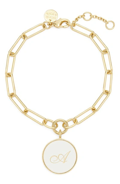 Shop Brook & York Brook And York Callie Initial Enamel Pendant Bracelet In Gold A