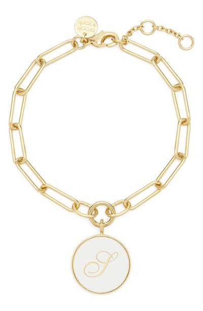 Shop Brook & York Callie Initial Enamel Pendant Bracelet In Gold S