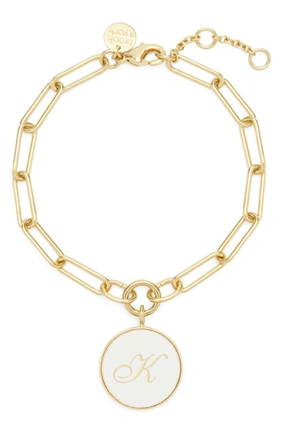 Shop Brook & York Callie Initial Enamel Pendant Bracelet In Gold K