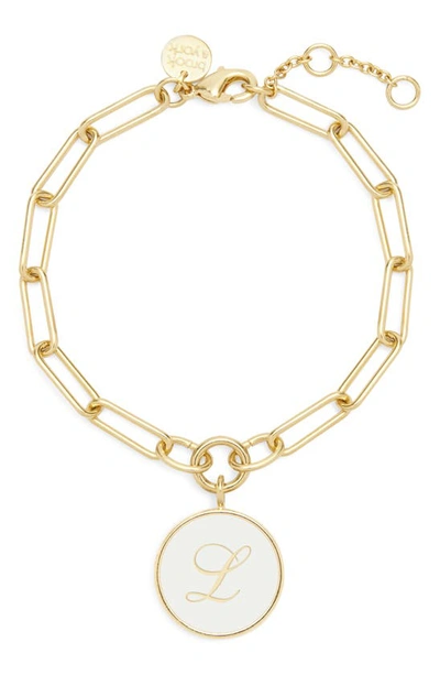 Shop Brook & York Brook And York Callie Initial Enamel Pendant Bracelet In Gold L