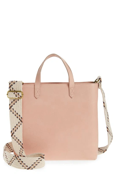 Shop Madewell The Zip-top Transport Crossbody: Webbing Strap Edition In Sheer Vintage Pink Multi