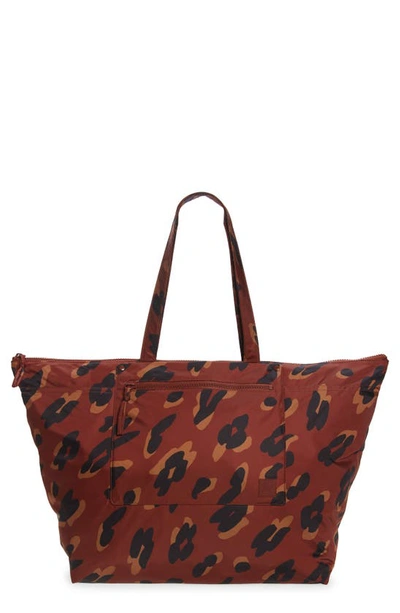 Shop Madewell The Resourced Painted Leopard Weekend Bag In Stained Mahogany Multi