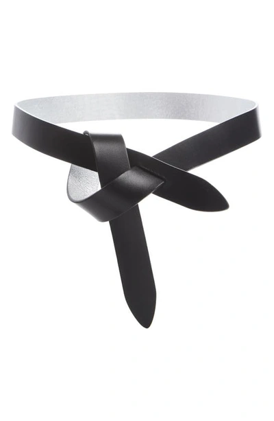 Shop Isabel Marant Lecce Reversible Leather Belt In Sibk Silver / Black