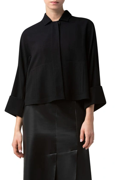 Shop Akris Melbourne Wool Crepe Jacket In Black