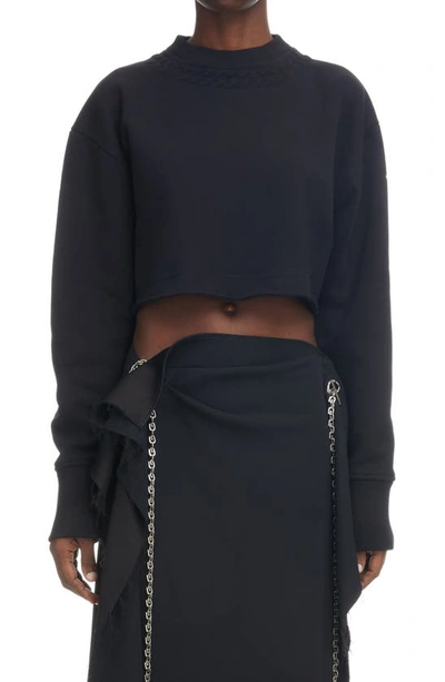 Shop Givenchy Trompe L'oeil Crop Cotton Sweatshirt In Black