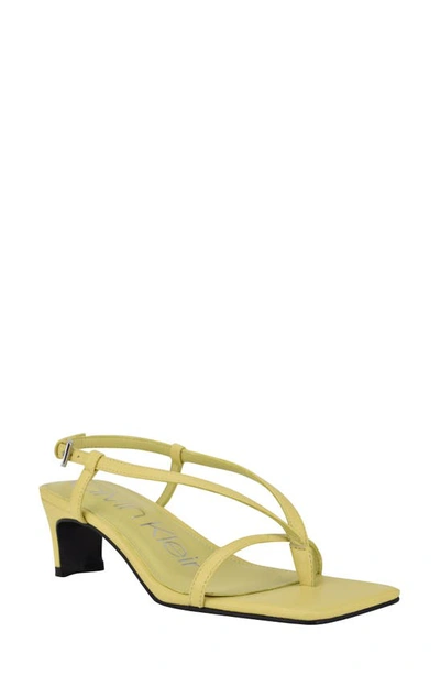 Shop Calvin Klein Strappy Sandal In Yellow Leather