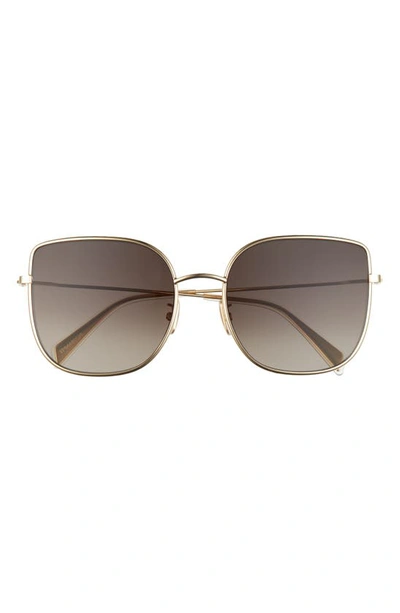 Shop Celine 59mm Gradient Flat Front Butterfly Sunglasses In Transparent Clear/ Brown