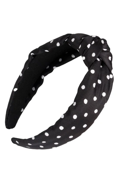 Shop Kate Spade Julia Polka Dot Silk Headband In Black
