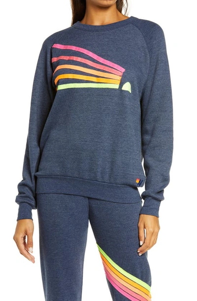 Shop Aviator Nation Daydream Sweatshirt In Heather Navy/ Neon