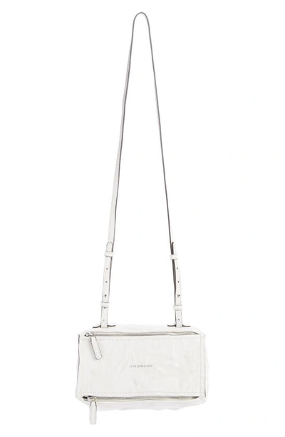 Shop Givenchy Mini Pepe Pandora Leather Shoulder Bag In Ivory
