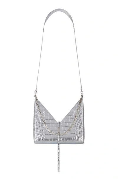 Givenchy Small Cut out Metallic Croc embossed Leather Shoulder Bag
