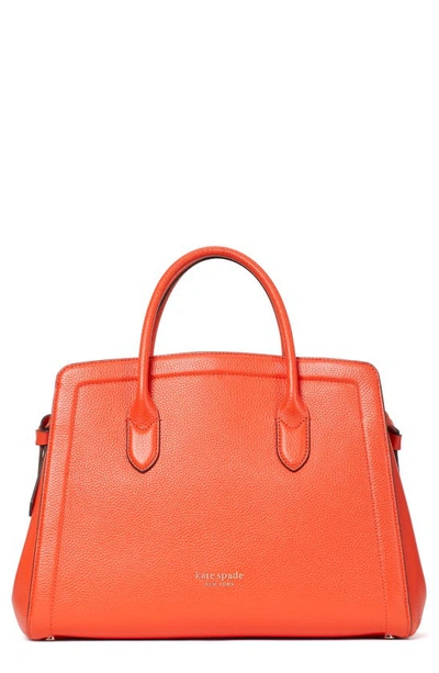 Shop Kate Spade Knott Large Leather Satchel In Tamarillo