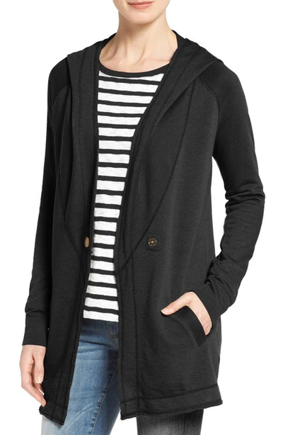 Caslonr Caslon Raw Edge Hooded Knit Jacket In Black
