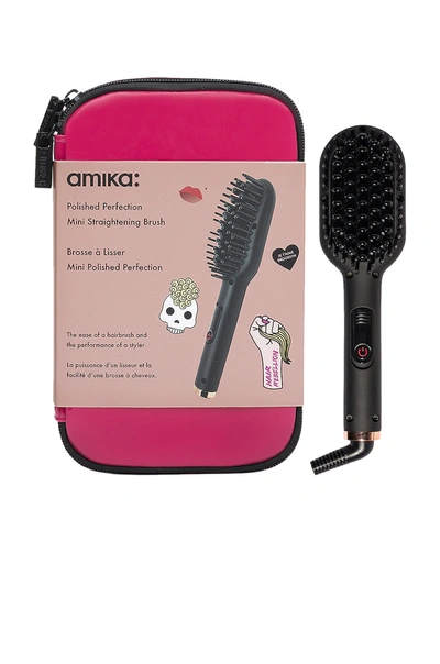 Shop Amika Mini Polished Perfection Straightening Brush In Hot Pink