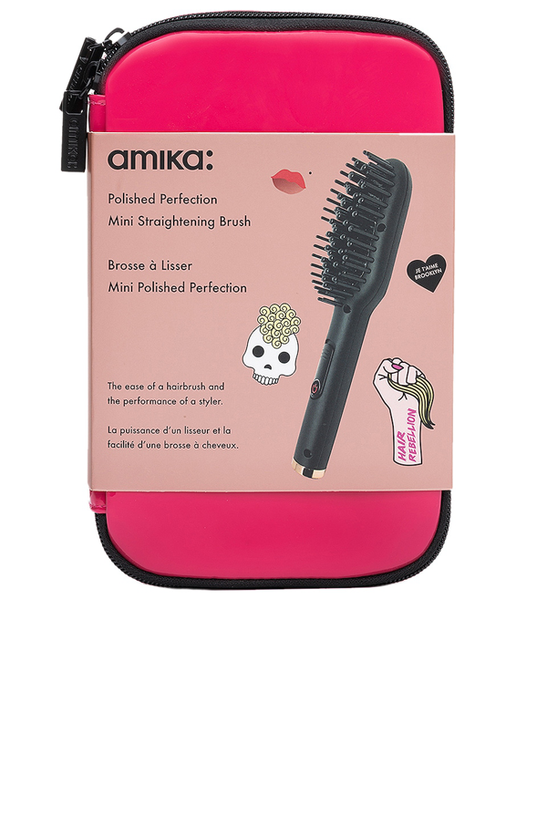 Amika Mini Polished Perfection Straightening Brush In Hot Pink ModeSens