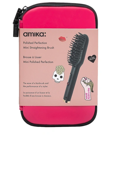 Shop Amika Mini Polished Perfection Straightening Brush In Hot Pink