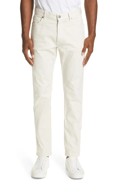 Shop Ermenegildo Zegna Classic Fit Stretch Cotton Five Pocket Pants In White