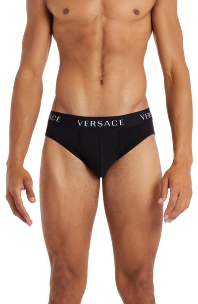 Shop Versace Logo Briefs In Black