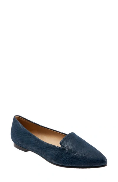 Shop Trotters Harlowe Pointed Toe Loafer In Navy Blue Leather