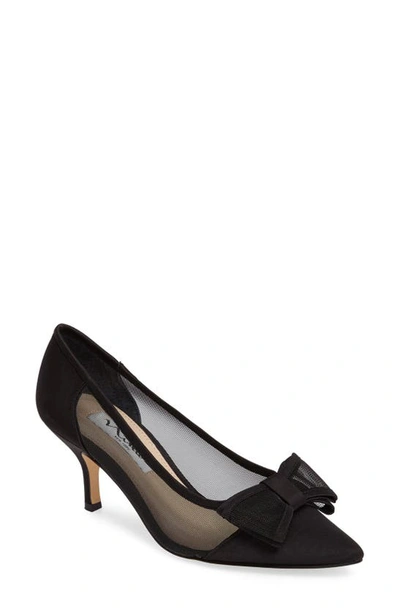 Shop Nina Bianca Pointy Toe Pump In Black Satin