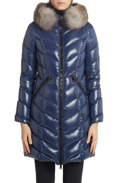 Shop Moncler Fulmarus Quilted Down Puffer Coat With Removable Genuine Fox Fur Trim In Navy
