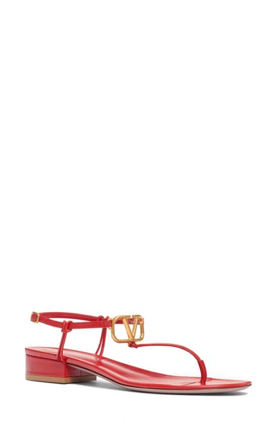 Shop Valentino Vlogo Thong Sandal In Red