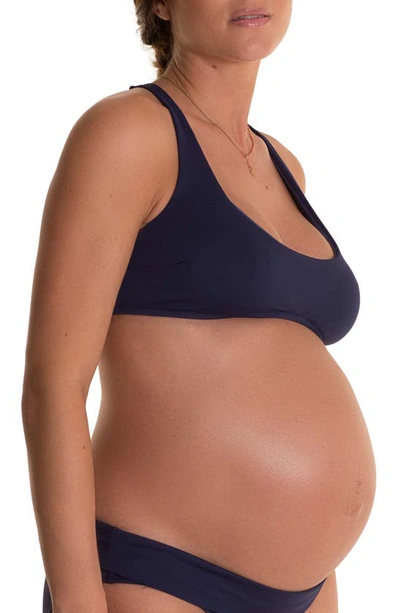 Shop Pez D'or Olivia Maternity Bikini Top In Navy
