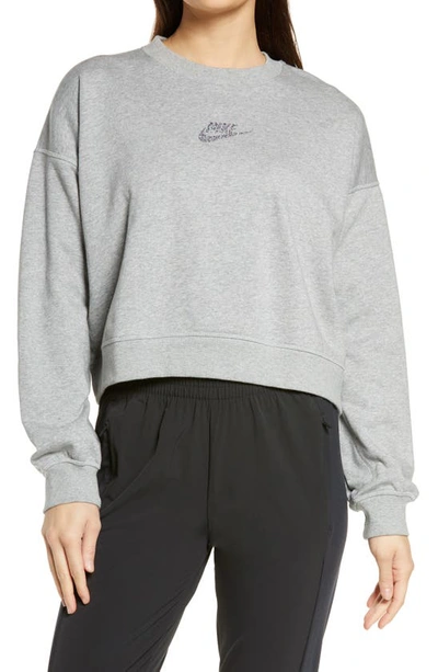 Shop Nike Sportswear Crewneck Sweatshirt In Dk Grey Heather/ Multi Color