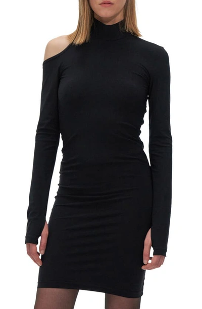 Shop Helmut Lang Cutout Long Sleeve Dress In Black