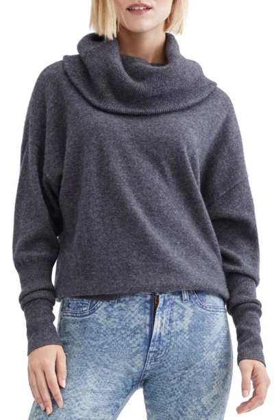 Shop Seven Cashmere Cowl Neck Sweater In Heather Charcoal