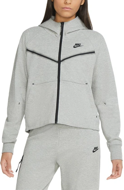 Shop Nike Sportswear Tech Fleece Windrunner Zip Hoodie In Dk Grey Heather/ Black