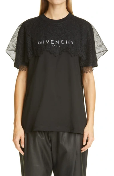 Shop Givenchy Lace Logo T-shirt In Black