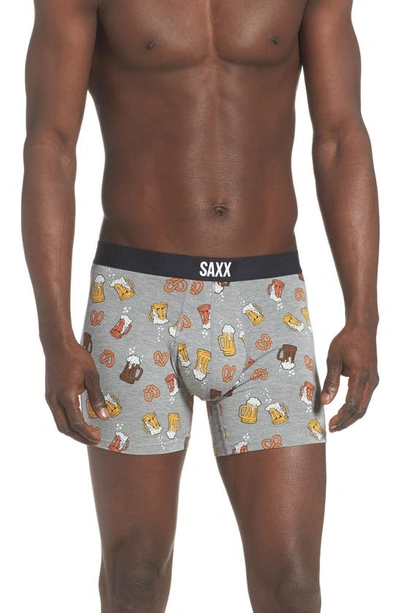 Shop Saxx Quest Beer Cheers Performance Boxer Briefs In Grey Beer Cheers