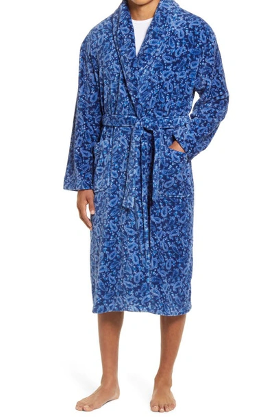 Shop Majestic Past And Present Plush Robe In Blue Ribbon