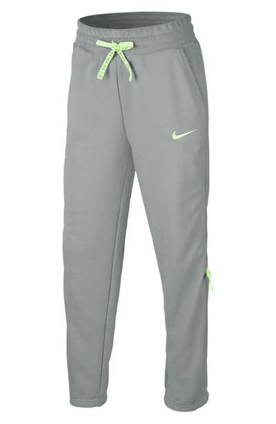 Shop Nike Dry Studio Drawstring Leg Training Pants In Smoke Grey/ Barely Volt