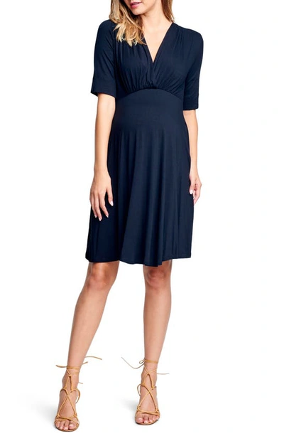 Shop Maternal America Empire Waist Stretch Maternity Dress In Black