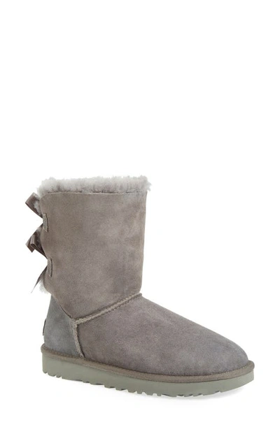 Shop Ugg Bailey Bow Ii Genuine Shearling Boot In Grey Suede