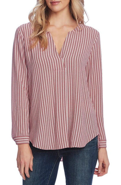 Shop Vince Camuto Linear Motion Woven Top In Coral Blossm