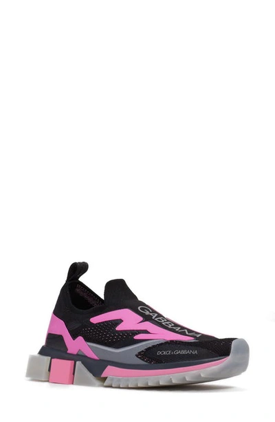 Shop Dolce & Gabbana Sorrento Logo Sneaker In Black/ Pink