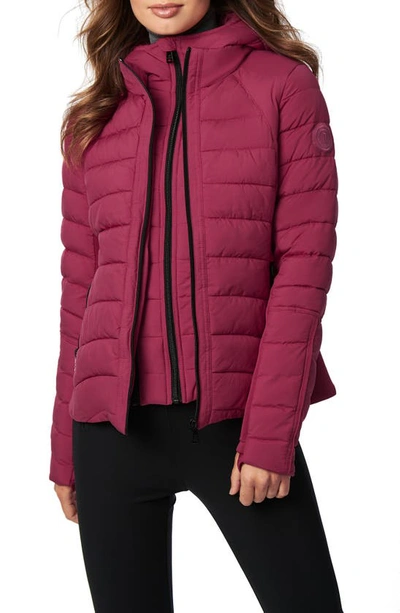 Shop Bernardo Hooded Quilted Water Repellent Jacket In Rosewood