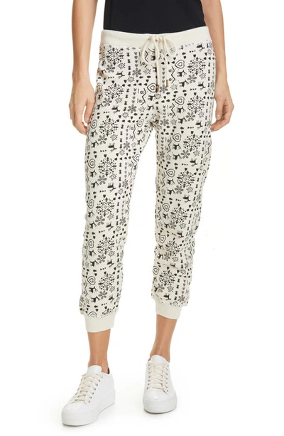 Shop The Great The Cropped Sweatpants In Washed White Folk Print