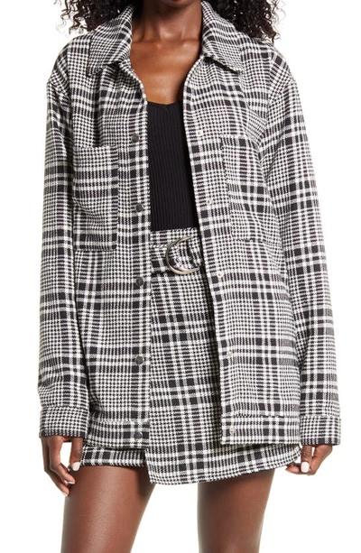 Shop 4th & Reckless Chester Plaid Oversize Shirt Jacket In Black And White Check