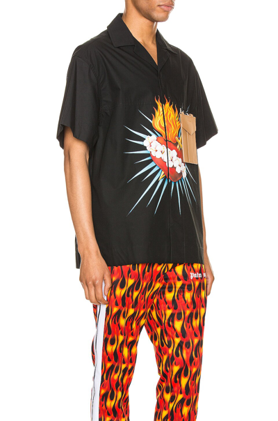 Shop Palm Angels Front Sacred Heart Shirt In Black & Multi