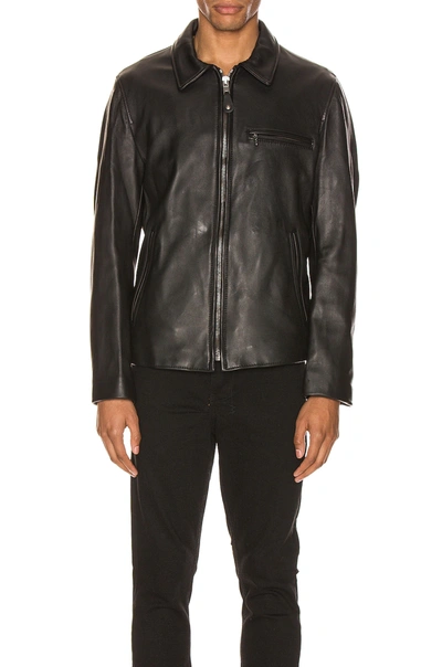 Shop Schott Collar Lamb Leather Jacket In Black
