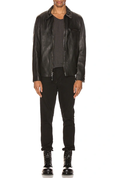 Shop Schott Collar Lamb Leather Jacket In Black